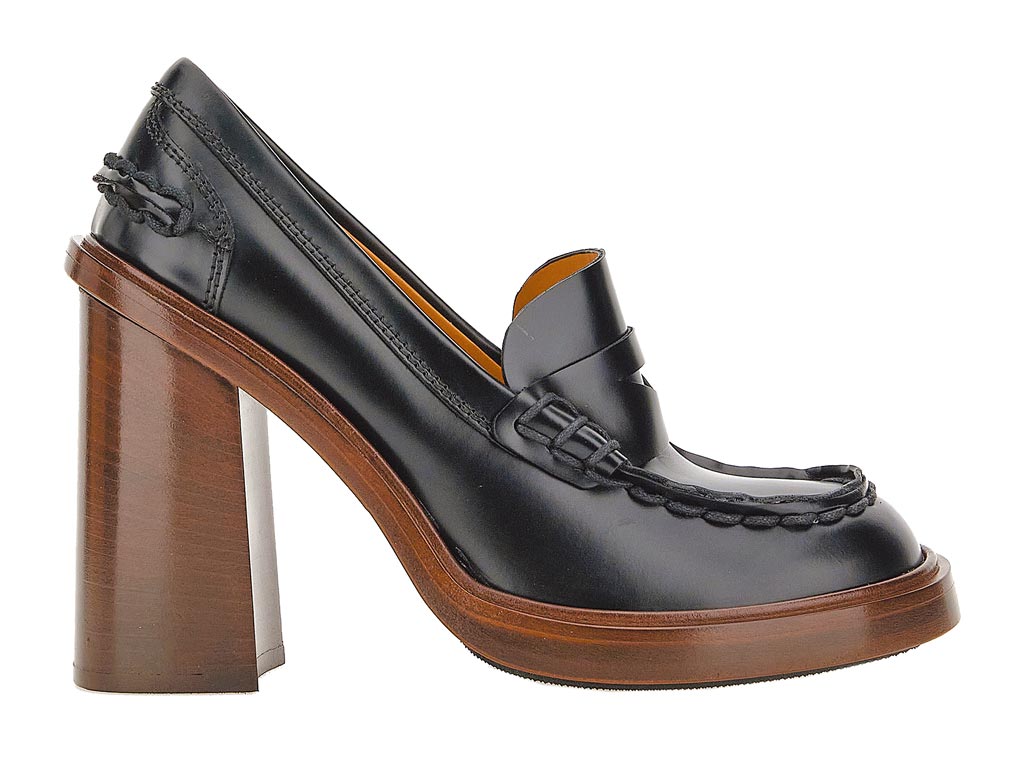 Tod’s Tacco黑色皮革粗高跟鞋3万4600元。(Tod’s提供)